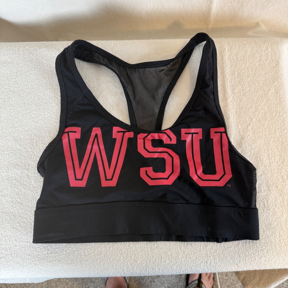 Victoria's Secret PINK Ultimate WSU Washington State Sports Bra Small Black